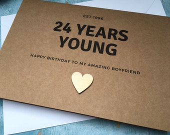 custom 24th birthday card, 24 years young, born in 2000 24th birthday card women, birthday card est 2000, birthday card for adult daughter