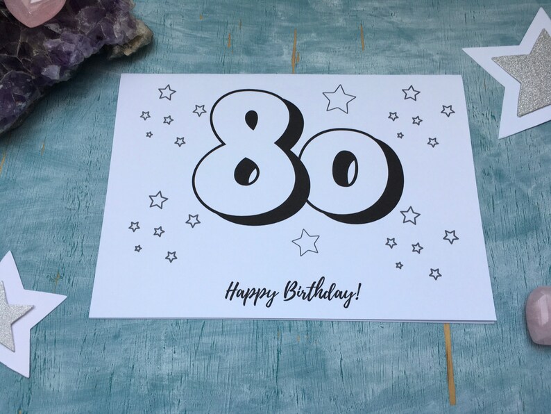PDF Printable 80th Birthday Card Instant Download to Print and - Etsy UK