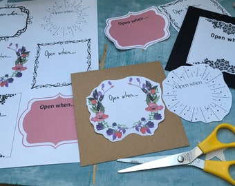 Printable Open When Stickers: DIY Letter Labels (Digital Download)