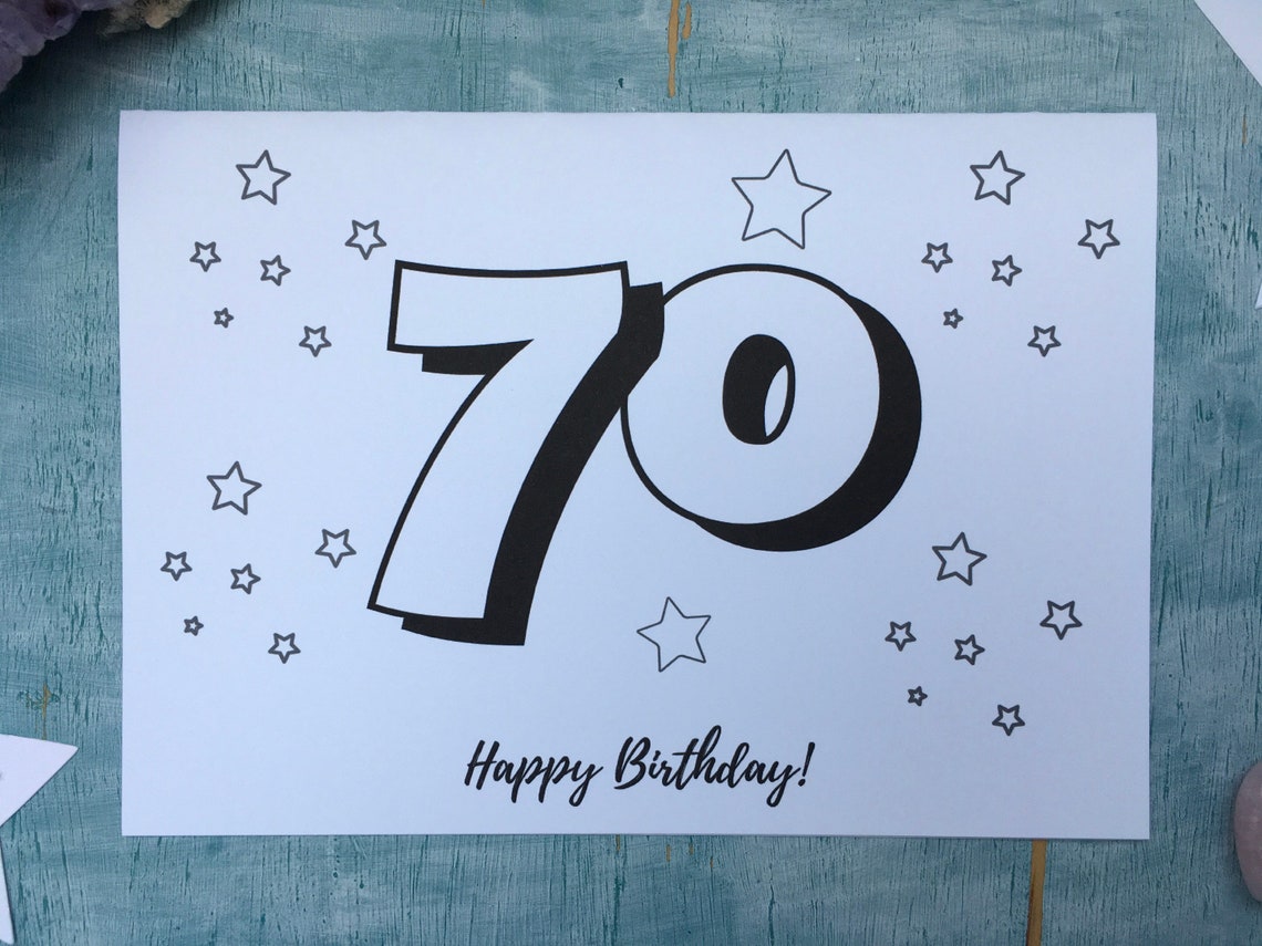 Printable 70th Birthday Card Instant Download to Print and | Etsy UK