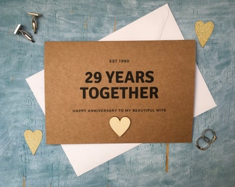 personalised custom 29 years together wedding anniversary card, parent anniversary gift card 29th anniversary card for parents, est 1994