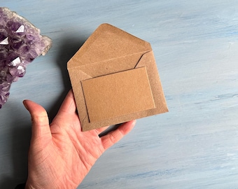 Mini Kraft Envelopes with Card Inserts: C7 Size, Recycled Brown Paper