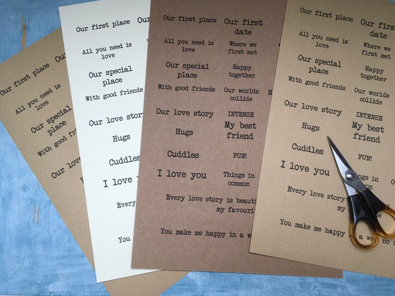 custom scrapbook sentiments / printed love words for image 1