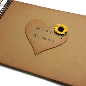 Sunflower scrapbook / vintage style memory book / rustic wedding photo album / happy times book / family photo album / anniversary gift