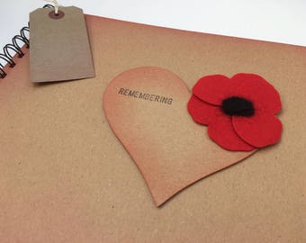 A4 remembrance memory book, poppy scrapbook album, photo album REMEMBERING poppy book memory keepsake, veterans gift for dad