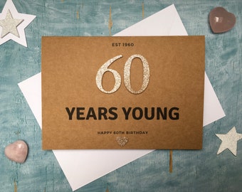 personalised 60th birthday card, custom 60 card for husband or wife or relatives, est 1963 born in 1963