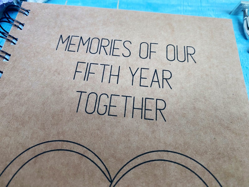 memories of our fifth year together scrapbook journal, five year anniversary gift for boyfriend 5th anniversary gift image 3