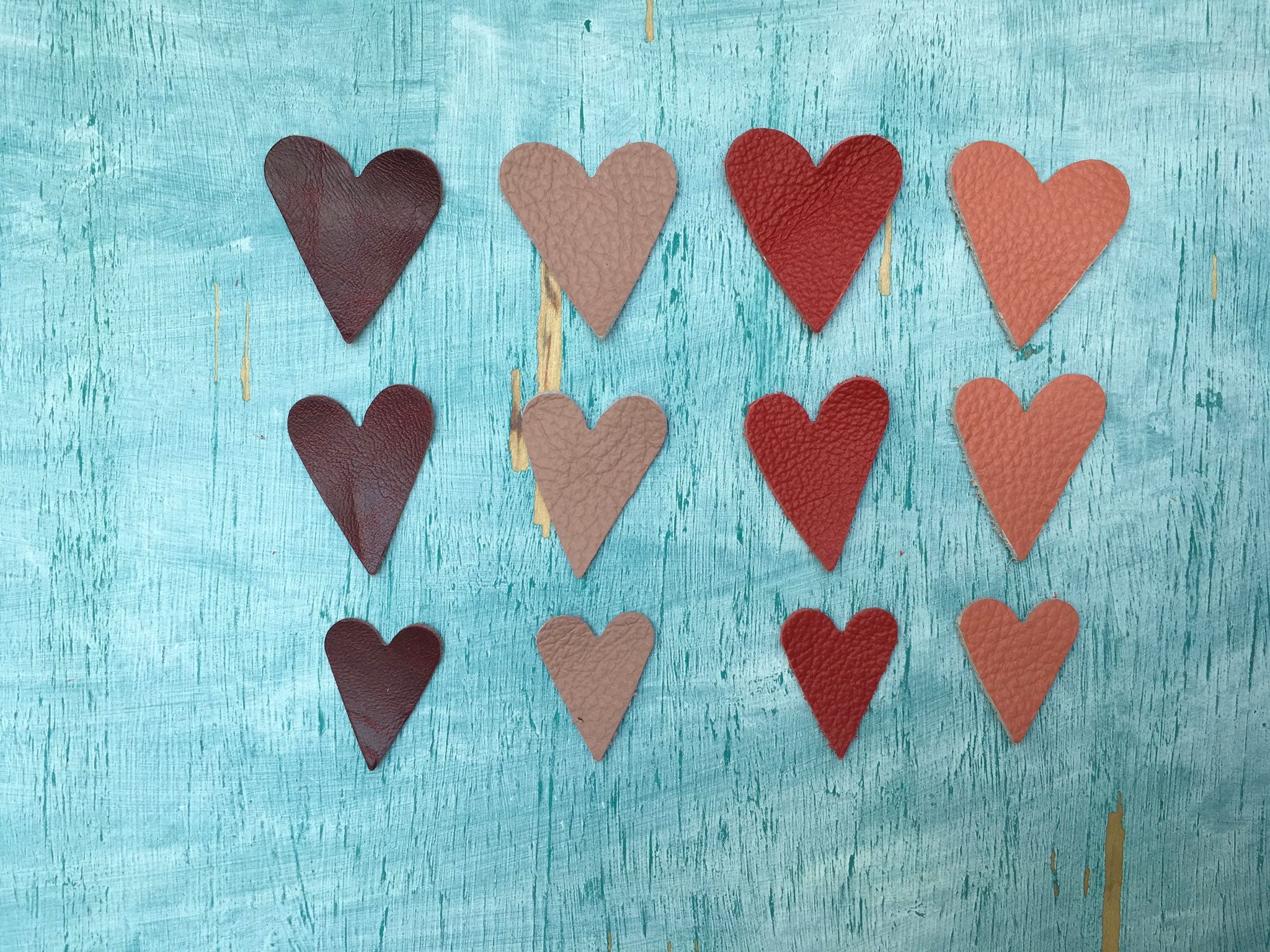 Real leather heart shapes die cut leather heart shapes in 3 Etsy