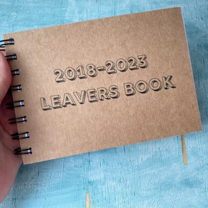 Personalised Mini leavers book, A6 blank kraft pocket custom notebook, small pocket sized autograph book for school leavers last day afbeelding 1