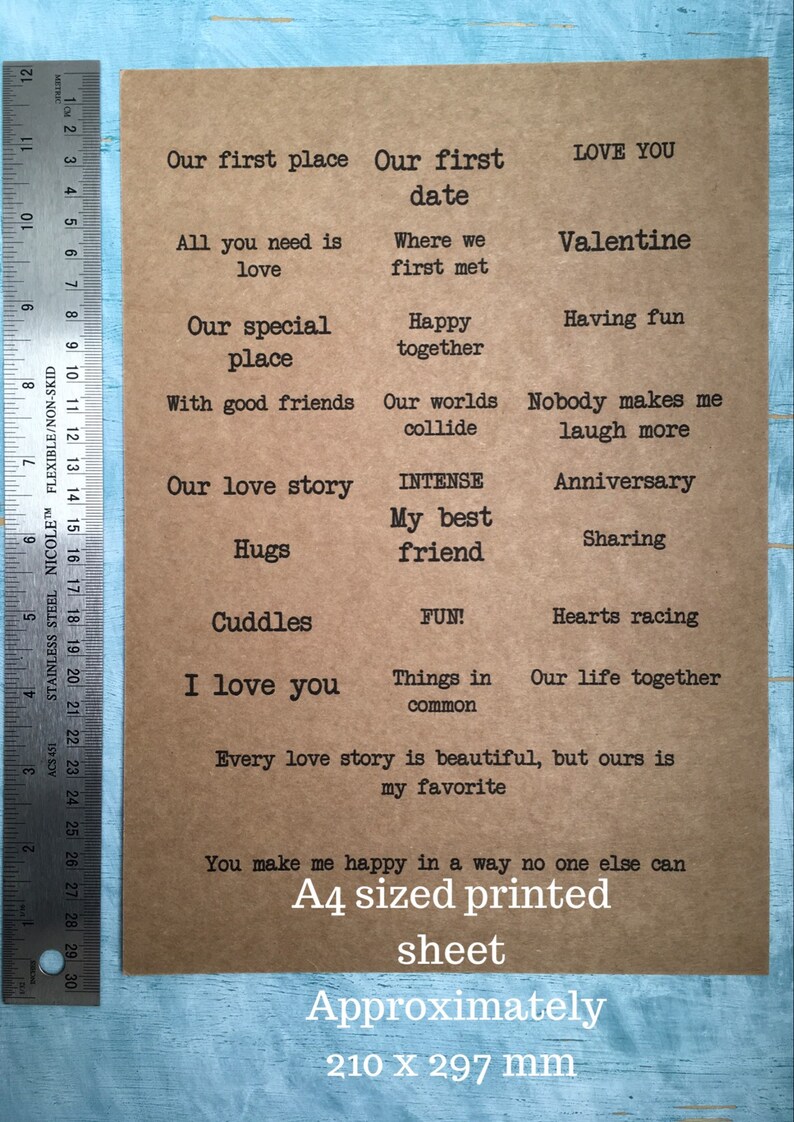 custom scrapbook sentiments / printed love words for valentines scrapbook album / scrapbook titles for diy long distance boyfriend gift image 10