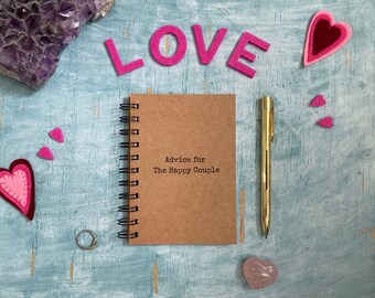 Advice for the happy couple mini blank notebook engagement gift or wedding guest book alternative, advice for the bride or groom book