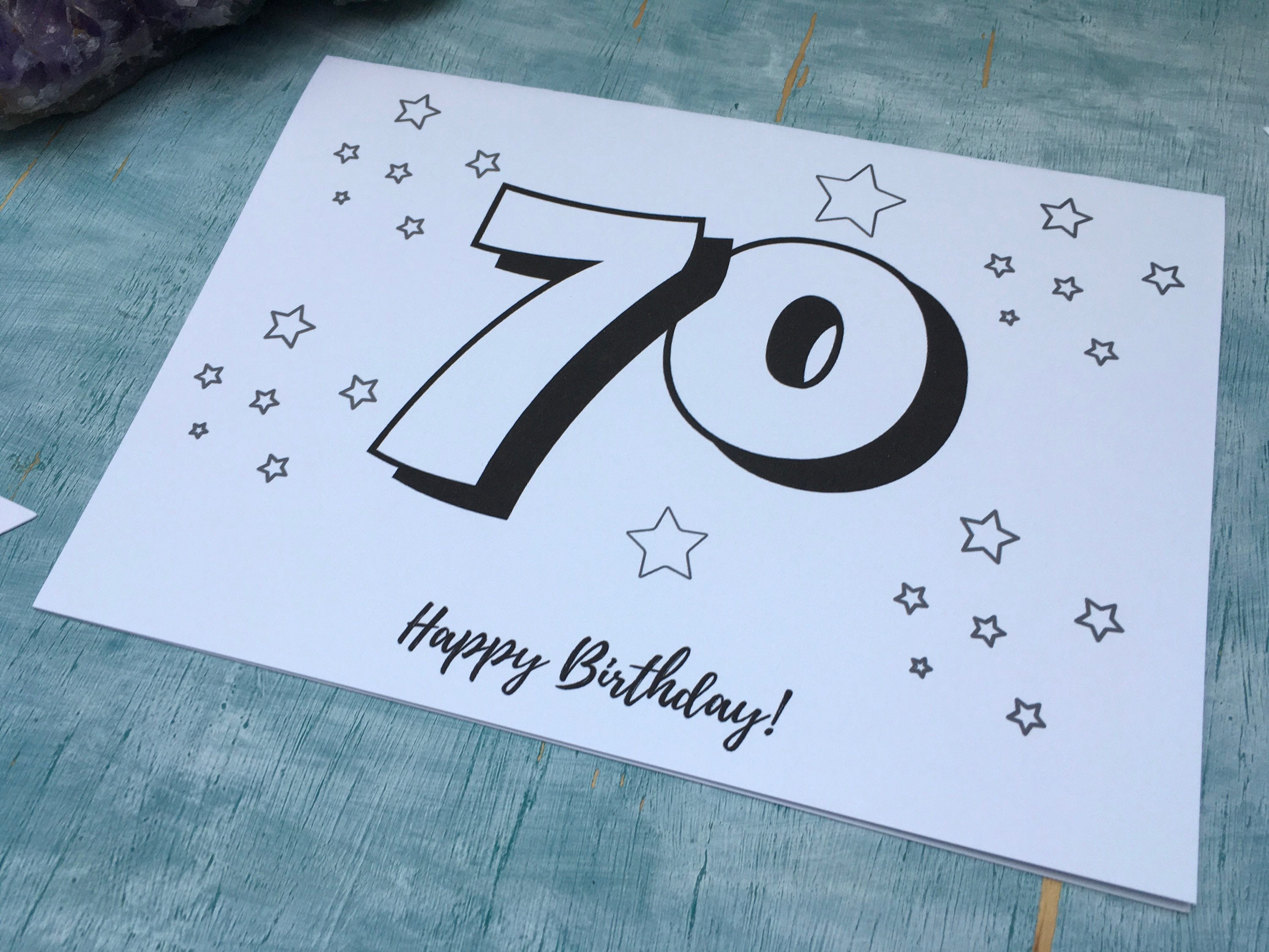 Printable 70th birthday card instant download to print and | Etsy