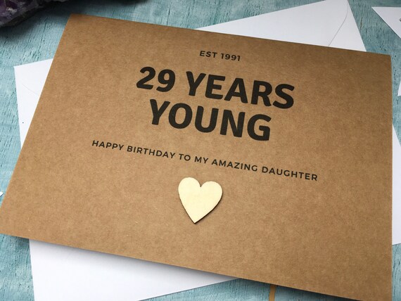 Custom 29th birthday card 29 years young est 1992 29th | Etsy