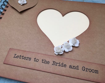 letters to the bride and groom memory book, wedding scrapbook album, rustic wedding gift keepsake