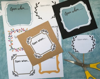 Etiquetas imprimibles "Abrir cuando", etiquetas para sobres de cartas (descarga digital)