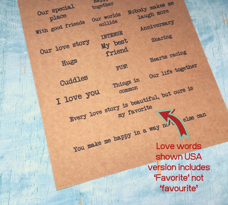 custom scrapbook sentiments / printed love words for valentines scrapbook album / scrapbook titles for diy long distance boyfriend gift image 9