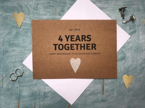 Personalised Custom Fourth Year Wedding Anniversary Card Etsy