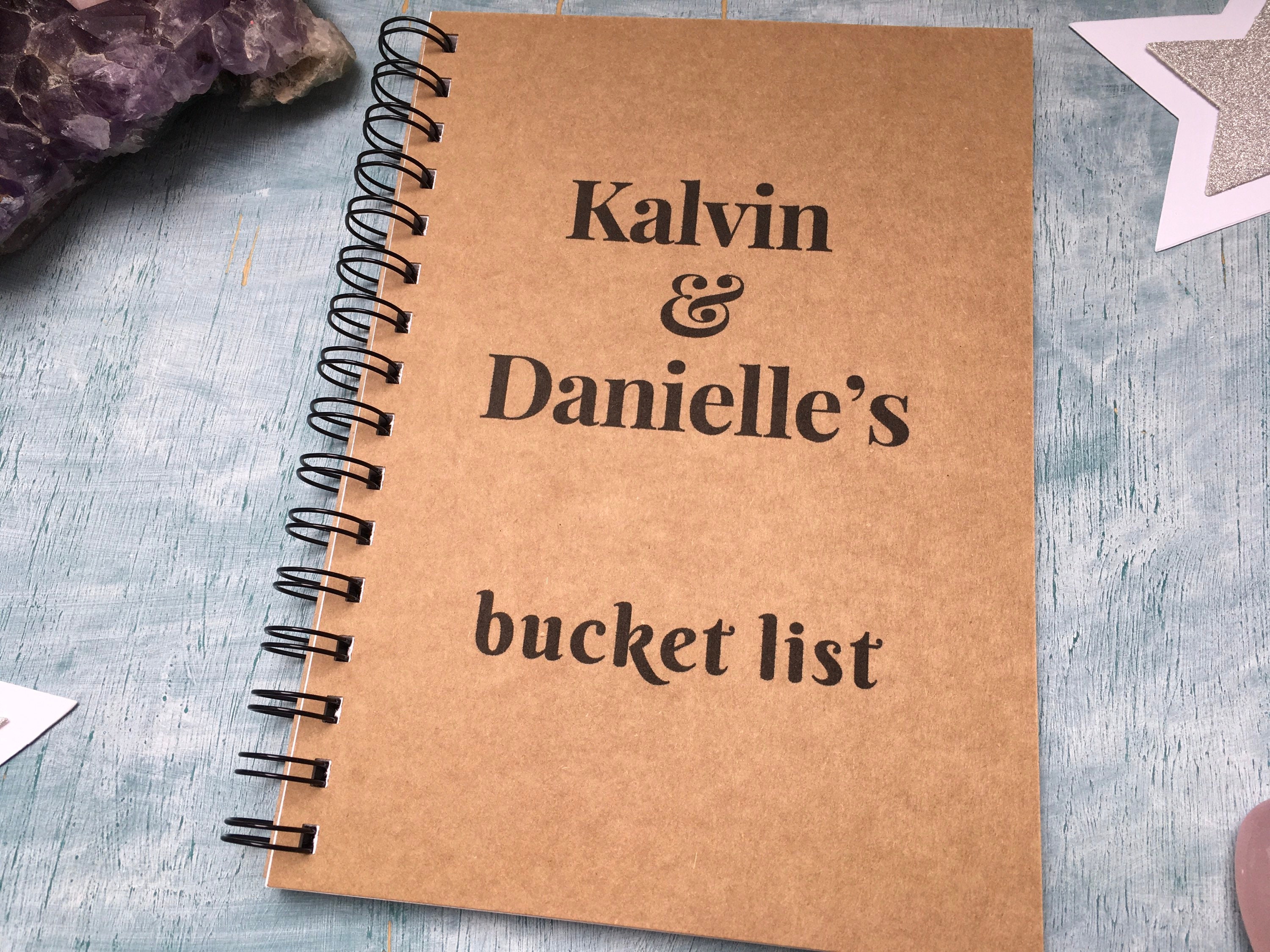 Personalised Custom Names Bucket List Rustic Kraft Notebook Etsy UK