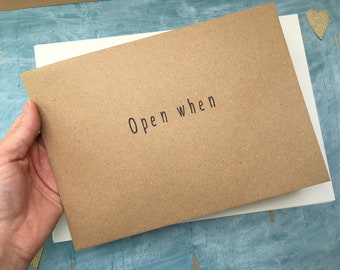 Open when letters, rustic brown kraft open when envelopes & cream paper, long distance relationship gift, valentines day gift for her