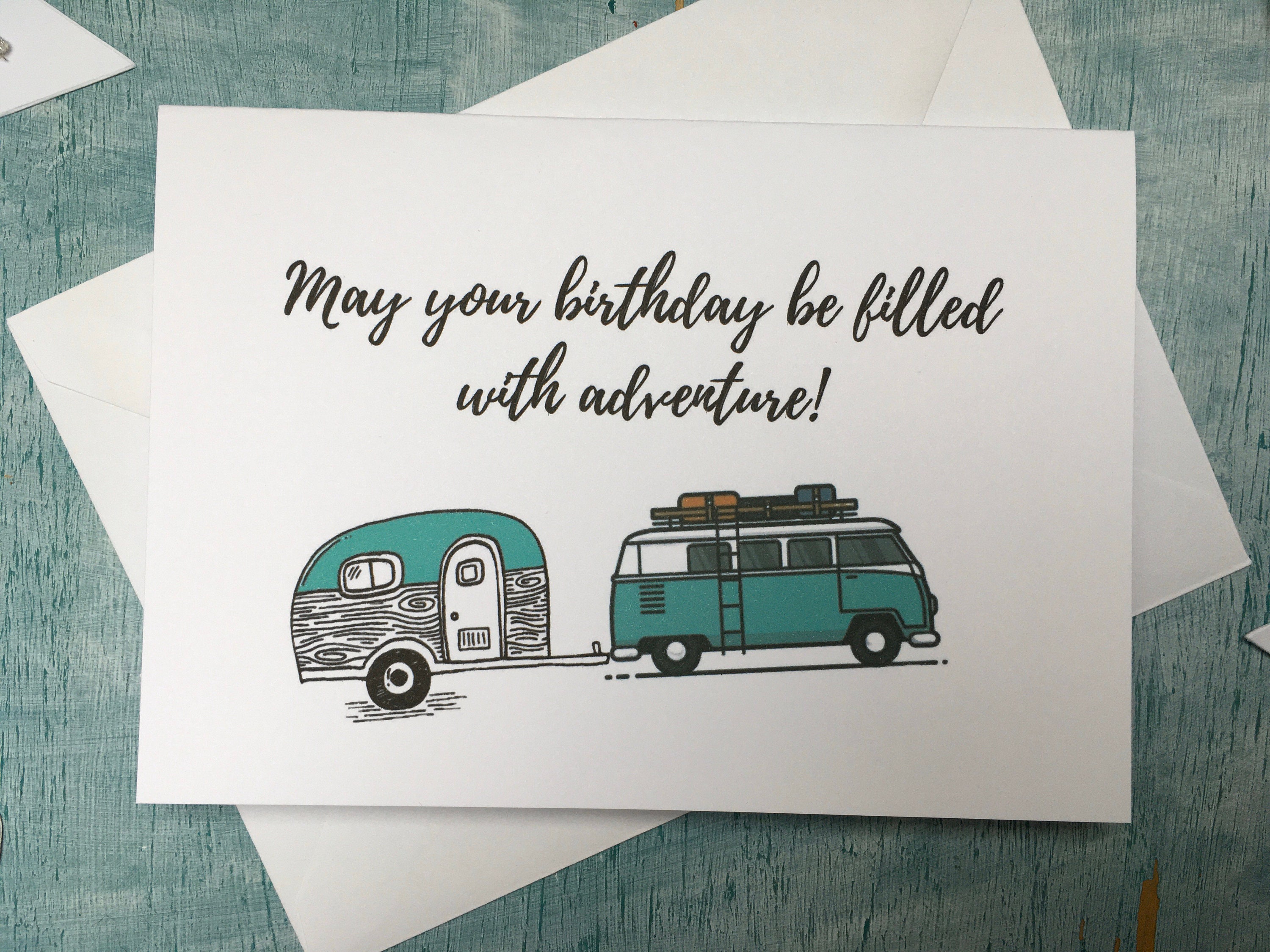 Personalisierte Camper Van Geburtstagskarte retro blaue Etsy