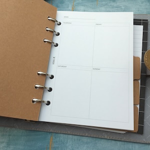 kikki k planner, kraft brown undated year planner by kikki k, binder style notebook planner journal with grid lined and blank paper B6 image 2