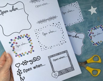 Etiquetas imprimibles para cartas "Abrir cuando", etiquetas para sobres DIY (descarga digital)