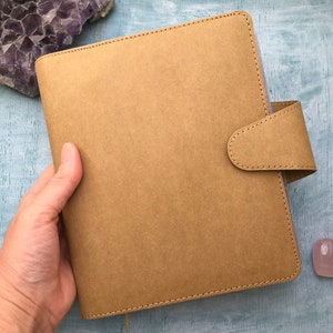 kikki k planner, kraft brown undated year planner by kikki k, binder style notebook planner journal with grid lined and blank paper B6 image 1