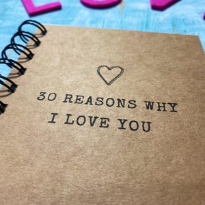 30 reasons why i love you mini book of love notes, long distance first anniversary boyfriend gift, 30 things i love about you 30th birthday