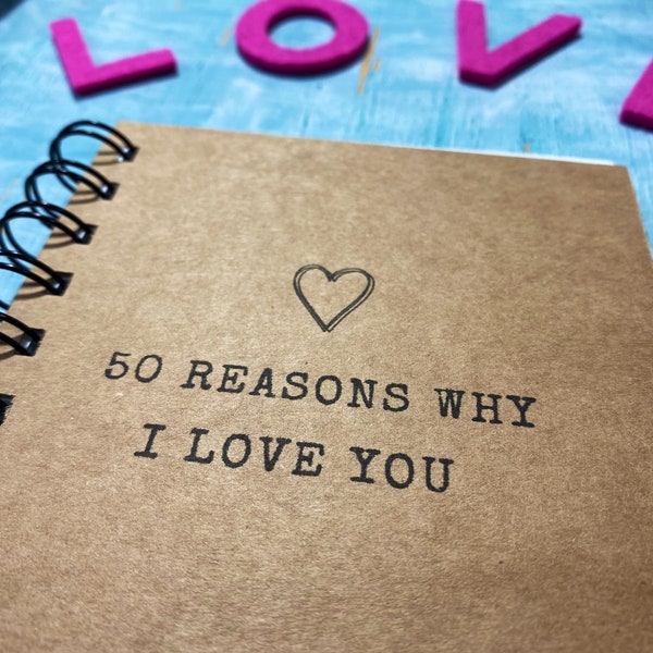 50 Reasons why I love you mini book of love notes, long distance first anniversary boyfriend gift 50 things I love about you 50th gift ideas