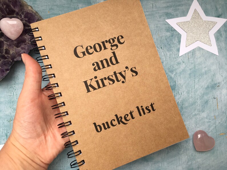 Personalised Custom Names Bucket List Rustic Kraft Notebook Etsy UK