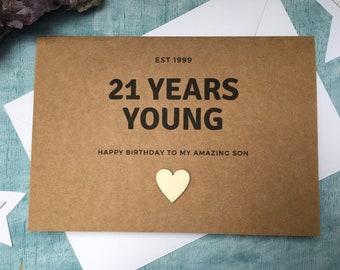 Personalised 21st birthday card, 21 years young 21st birthday card for women, birthday card for female relatives