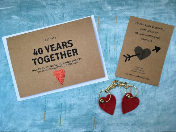 Personalised Custom 40 Years Ruby Wedding Anniversary Card And Etsy