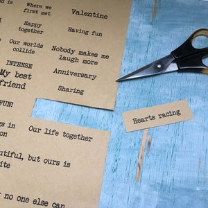 custom scrapbook sentiments / printed love words for valentines scrapbook album / scrapbook titles for diy long distance boyfriend gift image 2