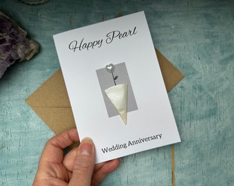 Handmade 30 years married pearl wedding anniversary card for husband or wife, 30th anniversary card for thirty years together