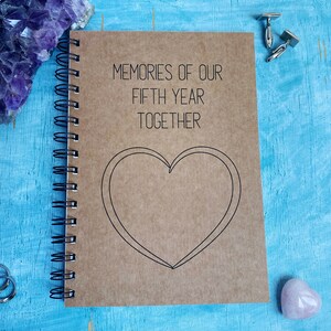 memories of our fifth year together scrapbook journal, five year anniversary gift for boyfriend 5th anniversary gift image 1