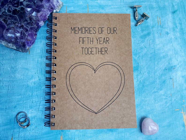 memories of our fifth year together scrapbook journal, five year anniversary gift for boyfriend 5th anniversary gift image 1