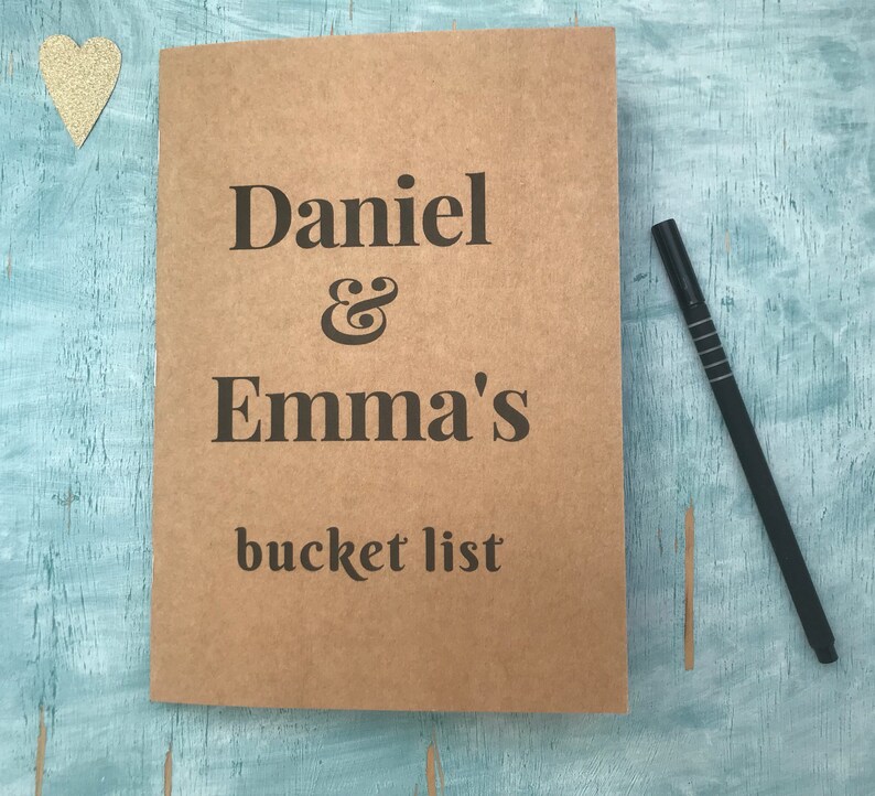 Personalised Custom Names Bucket List Rustic Kraft Notebook Etsy UK