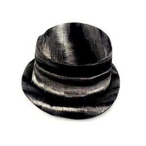 Black white Bucket Hat, Artist Hat, Brim Hat, Hippie Hat, Festival Hat, Black Hipster Hat, Bohemian Hat, Sun Hat gift, Rolled Brim Hat