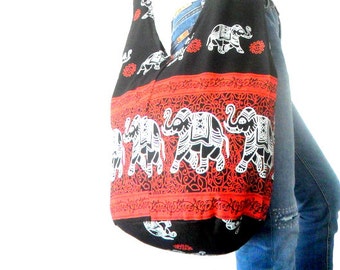 SchulterTasche Cross Body Bag handgemachte Tasche Elefant Tasche Hobo Crossbody Bag Hippie Boho Boho Tasche Geldbörse Geschenk / rot schwarz Farbe Sling Tasche