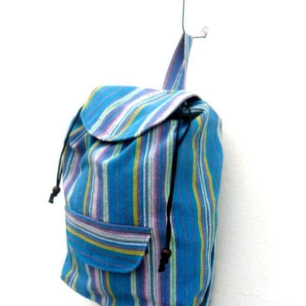 Blue Backpack Bag, Shoulder Bag, Crossbody Bag, Messenger Bag, Hippie Boho Hobo, Art Bag, Purse, Bohemian Bag, Sling bag, Thai Gift