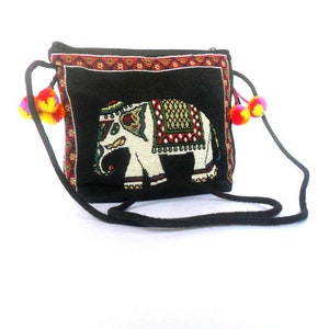 Ethnic Bohemian Elephant Bag Cross body Shoulder Bag Tribal Bag Hippie Handmade Handbags Boho Hobo purse Bag Pom Pom Gift