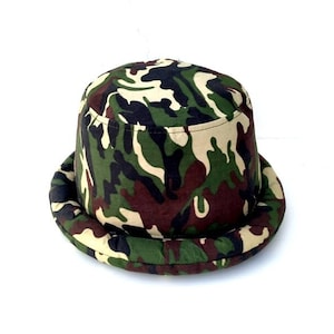 Bucket Army Boho Hat, Hippie Hat, Camouflage Hat, Military Hat, Rolled Brim Hat, Bohemian hat, Sun Hat, Vegan Bucket Hat, Gift
