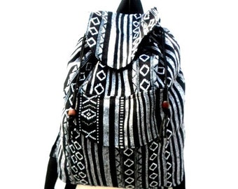 Plecak Torba Torba na ramię Czarny Biały Kolor Torba na ramię Torba kurierska Boho Hobo Art Bag Portmonetka Boho Torba Ręcznie robiona Torba typu Sling Tajski Prezent