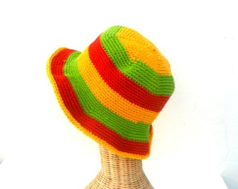 Bucket Hat Boho Hat, Rasta Hat, Rasta Beanie, Jamaica Beanie, Hemp Hat Hippie Bucket hat Hipster hat Bohemian hat Sun Hat gift