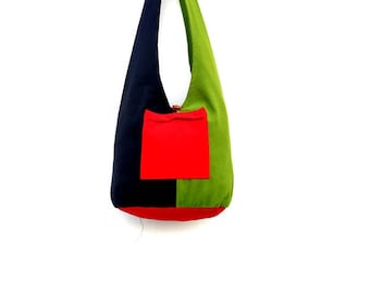 Bolso Bandolera, bolso de cuerpo de la cruz verde negro, bolso Boho, bolso Hobo, bolsa hippie, bolso de hombro, bolso, bolso, bolso Boho, bolsa de todos los días, regalo