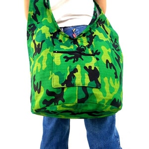 Shoulder Camouflage Bag, Army Camo Sling Bag, Hippie, Hobo Jungle Camouflage Bag, Boho Bohemian green bag, Purse, Beach  Bag / Gift