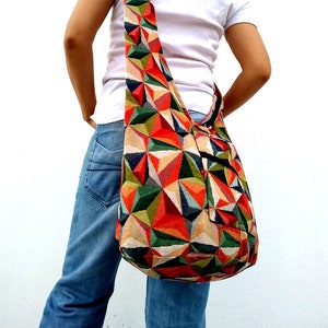 Geometric Bag, Bohemian Bag, Hobo Bag, Hippie Bag, Boho Bag, Everyday Bag, Cotton Bag, Shoulder Bag, Purse, Boho Bag, Crossbody Bag, Gift