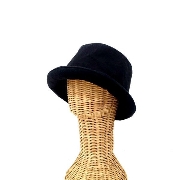 Black Bucket Hat, Rolled Brim, Boho Hat, Hippie Hat, Hipster hat, Bohemian Hat, Sun Hat, Vegan Bucket Hat,  Festival Hat, Gift