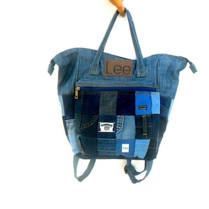 Denim Backpack, jeans backpack, Rucksack Denim, vintage jeans, Hipster backpack, denim backpack purse, upcycle bag, patchwork denim bag