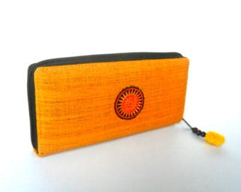 Hemp Wallet, yellow Wallet, Women Wallet, Hippie Wallet, Vegan Wallet, Boho Purse, Hmong Purse Ethnic Purse bohemian Gift Wallet